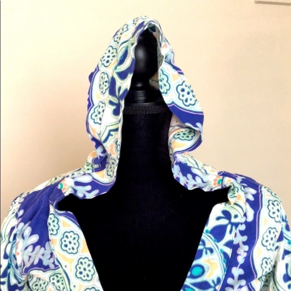 ANTHRO LILKA ANTHROPOLOGIE BOHO LONG SLEEVE DRESS BLUE GREEN RUFFLE COVERUP ROBE - Picture 8 of 9